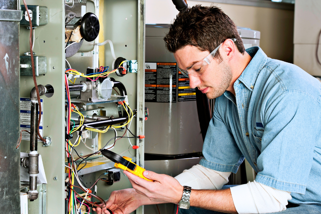 servitization, man testing equipment